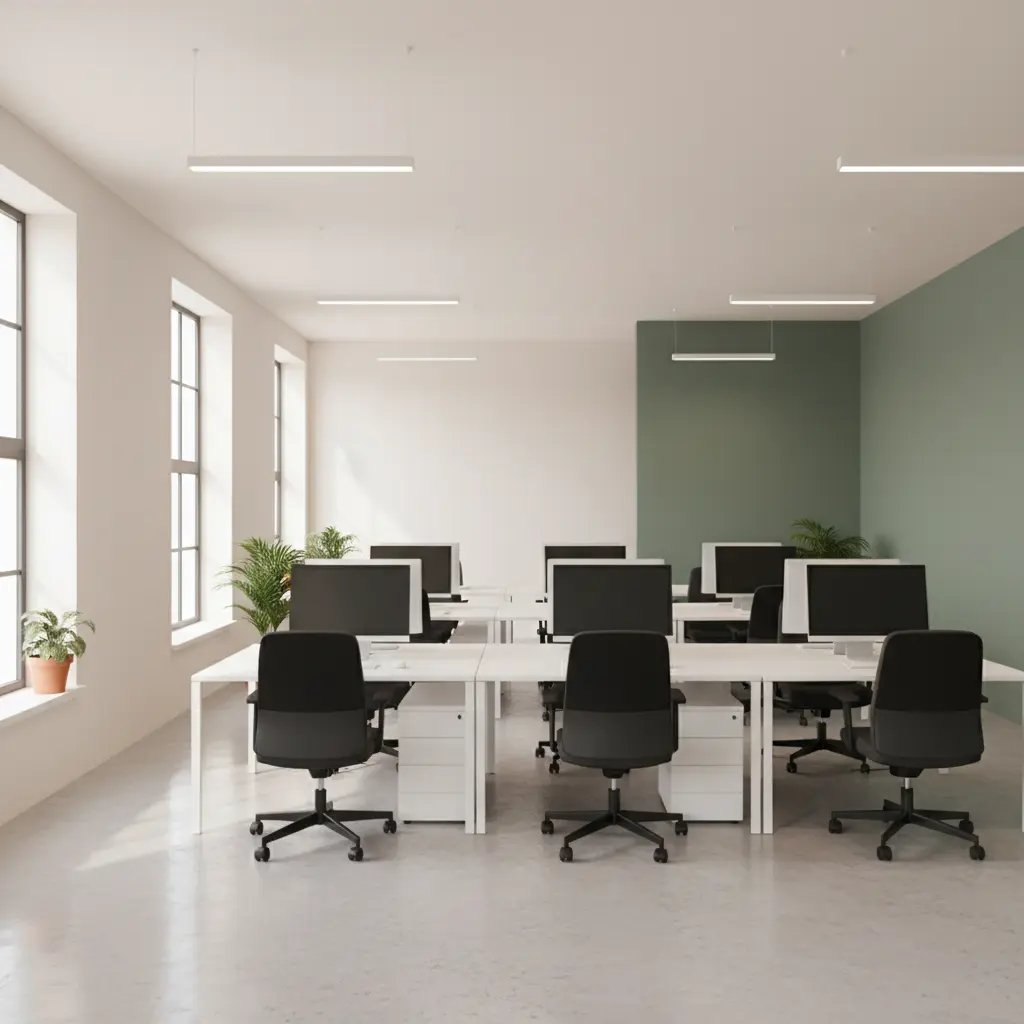 Neutral office walls freshly painted